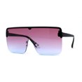 thumbnail image 1 of Flat Top Half Rim Oversize Shield 80s Fashion Sunglasses Black Burgundy Blue, 1 of 4