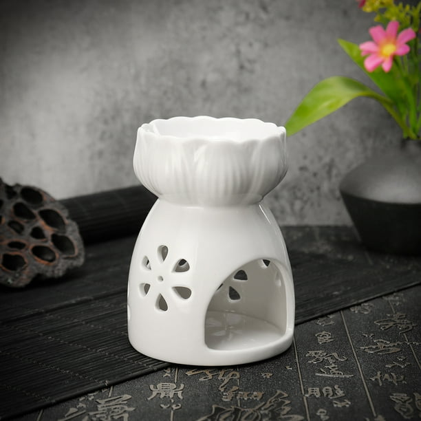 White Ceramic Aromatherapy Essence Oil Burner Wax Warmer Tealight