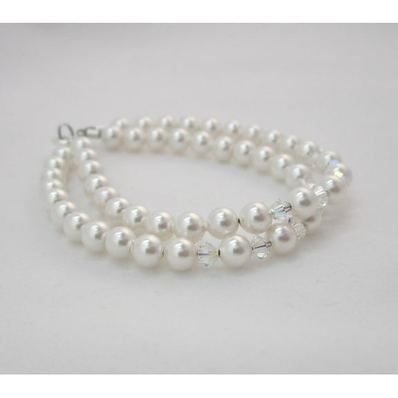 baby bracelet Double White (also available in pink) pearls (BWD)