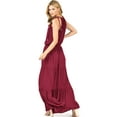 thumbnail image 3 of Love Stitch Women's High Neck Halter, Smocked Waist Maxi Dress (M, Sangria), 3 of 4