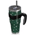 thumbnail image 2 of 40oz Tumbler,Green Christmas Snowflake Pattern Insulated Tumblers with Removable Handle,Stainless Steel Double Vacuum Coffee Tumbler Cup with Straw for Home,Office,Travel,Party, 2 of 5