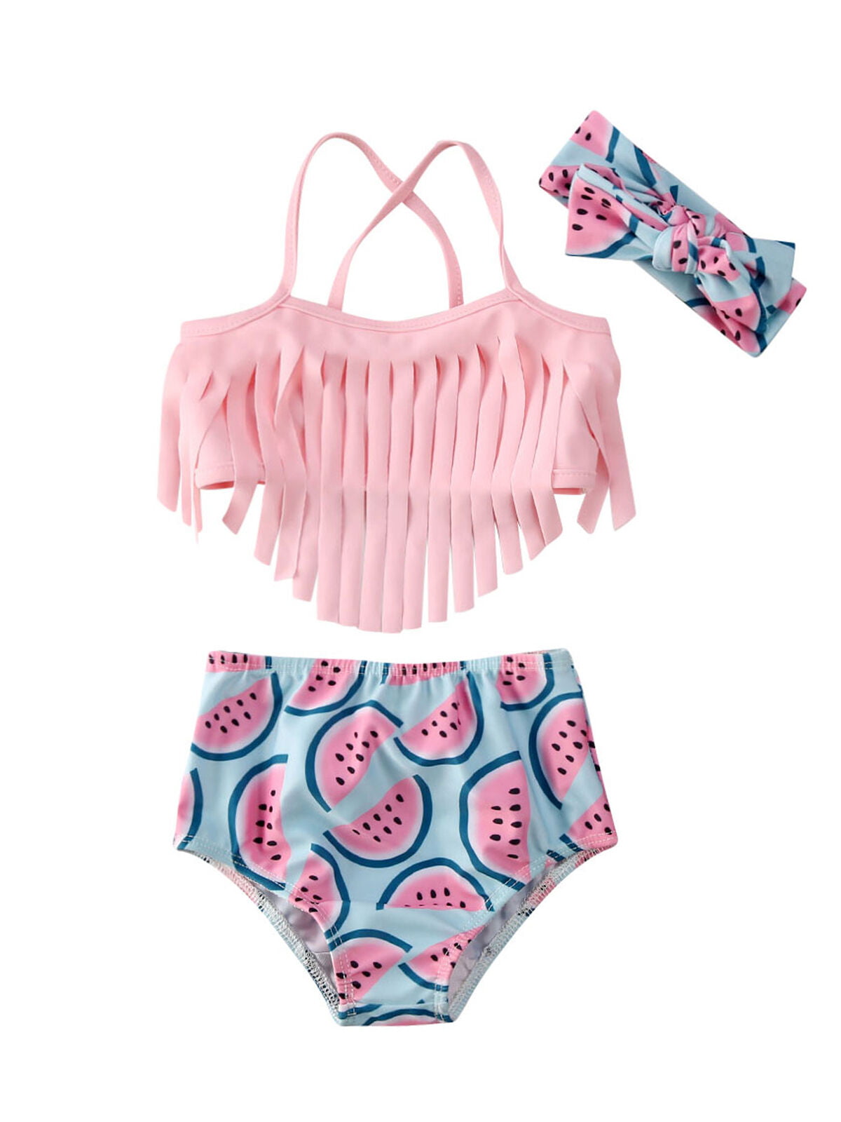 3Pcs/Set Newborn Baby Girls Bikini Swimsuit Halter Bowknot Swimwear Bathing Suit Beachwear Headband