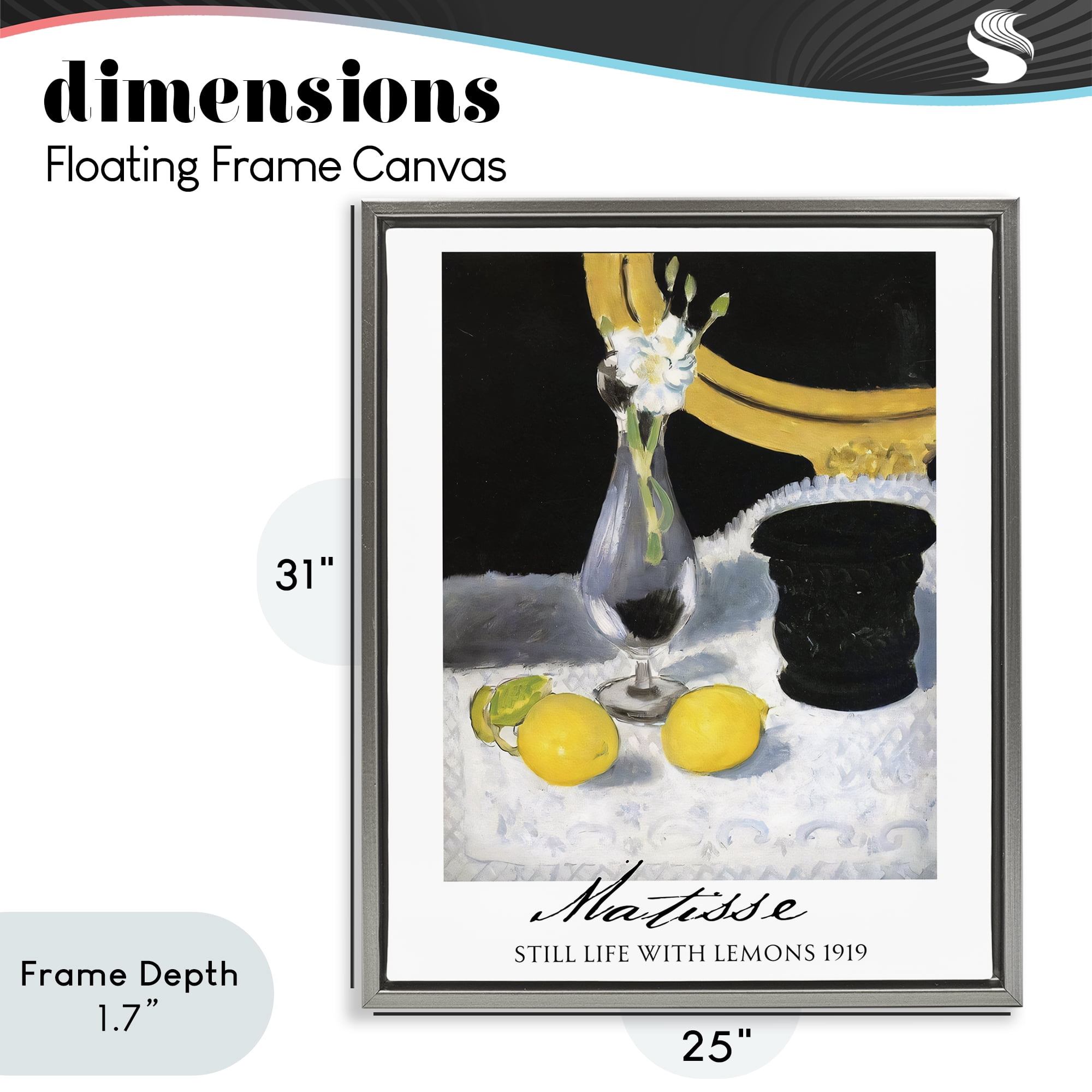 Stupell Industries Matisse Still Life Lemons Gray Framed Floater Canvas Wall Art, design by Vintage Hustle