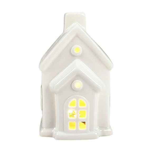 Christmas Village Houses LED Lighted Ceramic White House Christmas Decorations Indoor for Holiday Tabletop Mantel