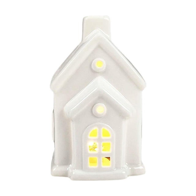 Pekkaxy Light-Up Ceramic Christmas Village Houses, LED Winter Holiday Tabletop Decorations