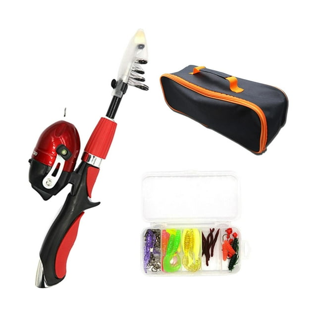 Combo de caña de pescar y carrete Kit de inicio para niños Caña de pescar para niños rojo