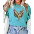 thumbnail image 3 of Ink Printed Camo Rooster Shirt for Women Farm Wife Graphic Tee Country Homestead Gift Seafoam Shirt Adult Large, 3 of 8