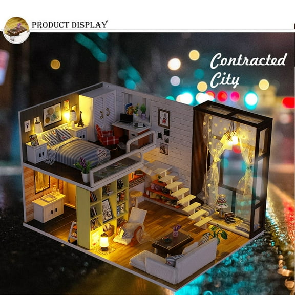 ABPWLY Toys 3D Wooden DIY Miniature Dollhouse Furniture Flower Room Decorate Kit with LED Light Outdoor Games