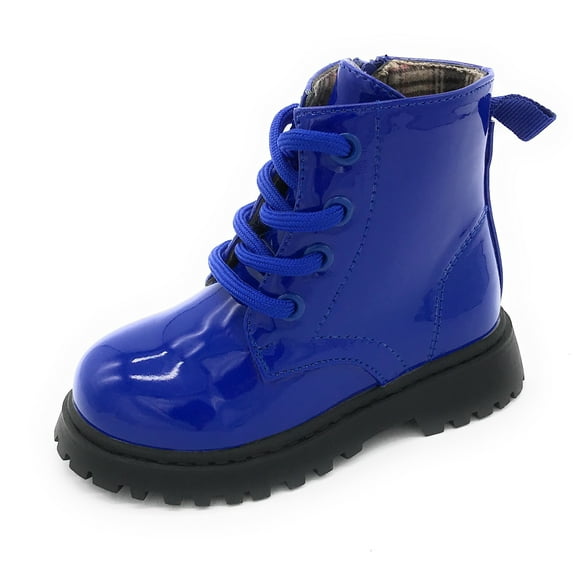 SNJ Girls Pull-On Lace-Up Comfort Combat with Side Zipper Ankle Boots (Toddler/Little Kid)