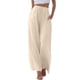 thumbnail image 1 of Pantalones de cintura alta y pierna ancha para mujer - Elástico con cordón, pierna recta cómoda, con bolsillos, 1 of 6