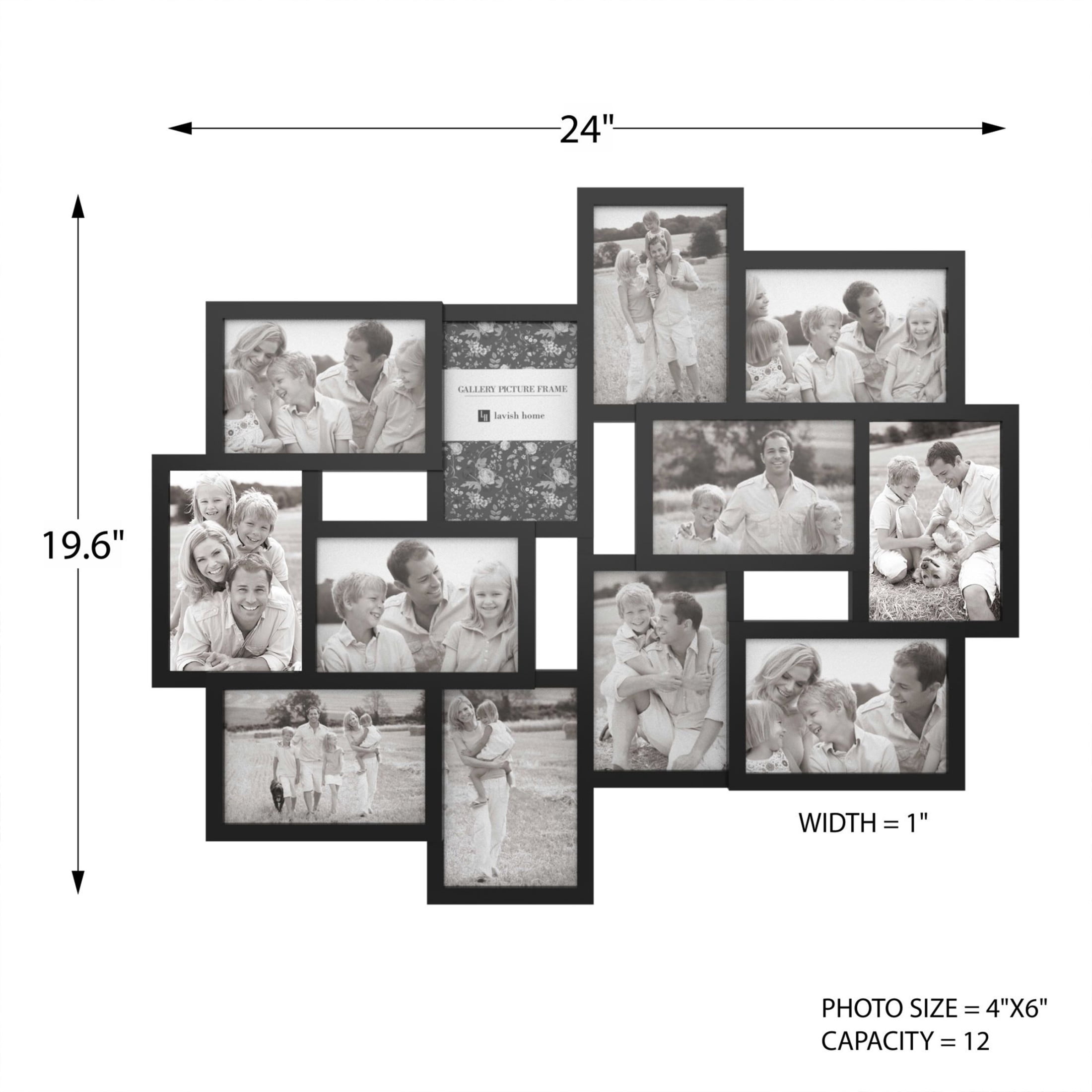 Lavish Home Photo Frame Collage for Twelve 4x6-Inch Pictures (Black)