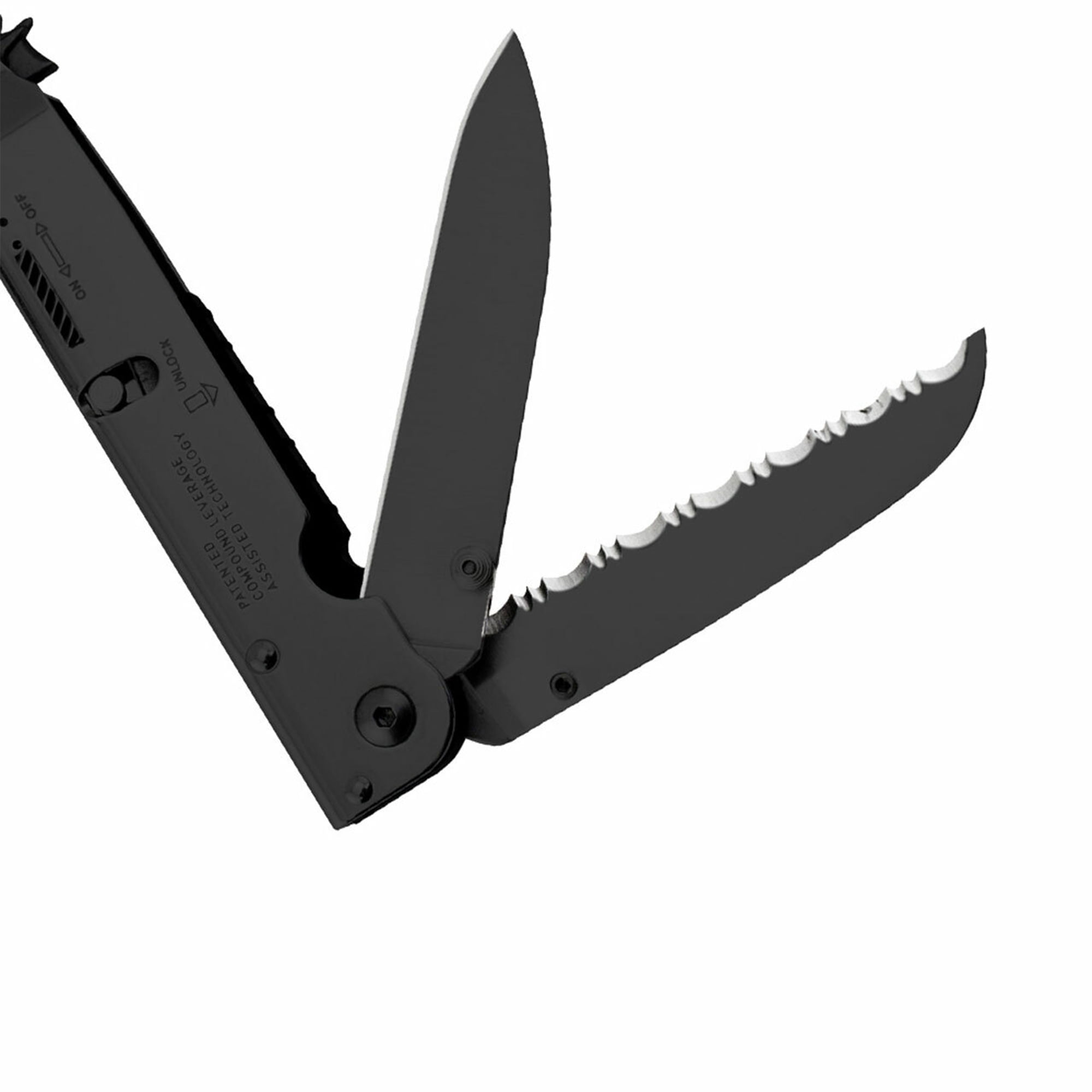 SOG PowerAssist Stainless Steel Folding Knife 16 Tool Multi Tool, Black