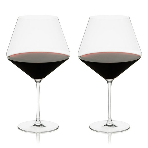 Viski Liminal Burgundy Crystal Wine Glass, Ultrathin Lightweight Clear Drinking Glasses, Elegant Stemmed Glassware for Chardonnay, Pinot Noir, and Red Wines, 23 oz, Set of 2