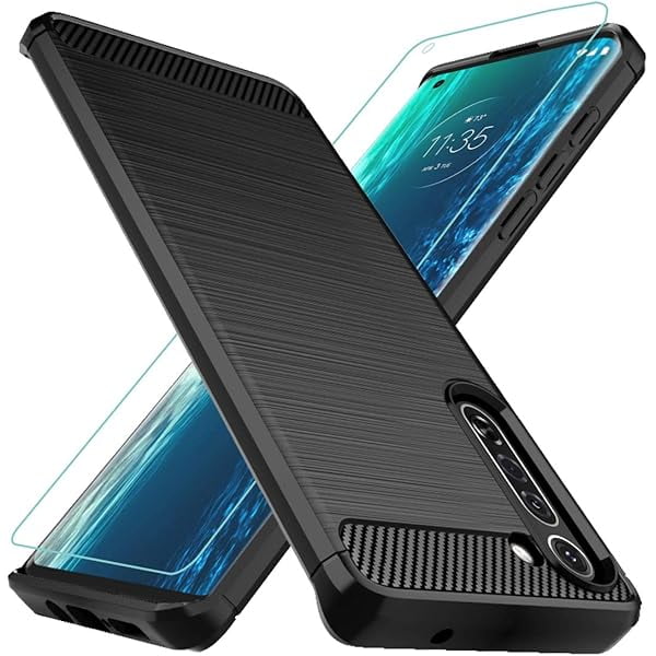 wonima11 Osophter for Moto Edge 5G Case with Screen Protector Shock-Absorption Flexible TPU Rubber Protective Cell Phone Cover for Motorola Moto Edge 5G(Black)