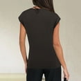 thumbnail image 4 of JMKQLZ Spring Summer Short Sleeve V-Neck Fashion T-Shirt Solid Color Casual For Women, 4 of 8
