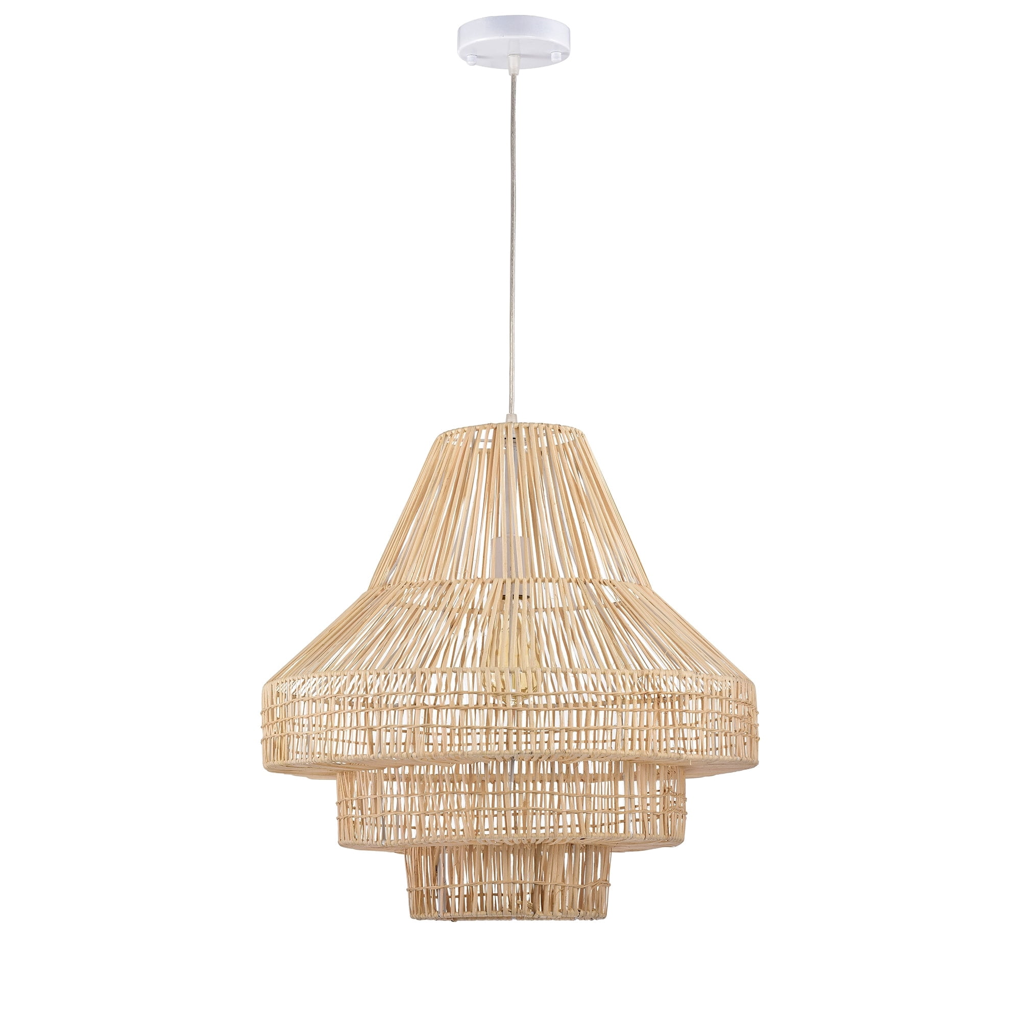 Home Accessories Anita Cream 1-Light 3-Tier Rattan Basket Pendant Light
