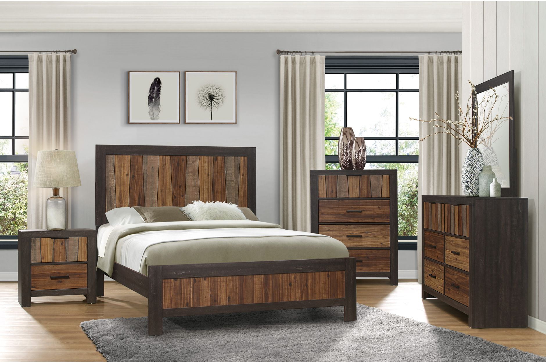Carolyn Dark-Ebony-Rustic-Mahogany Faux-wood Panel Bedroom Set ...