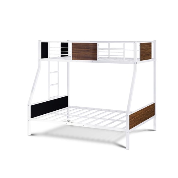 East West Furniture Jackson Traditional Metal Twin Over Full Bunk Bed in White