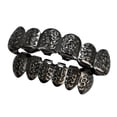 thumbnail image 3 of 18K Hip Hop Dientes Grill Top & Bottom Grill Set Grill Boca Dientes Negro SM SunniMix Dientes de parrilla de hip hop, 3 of 6