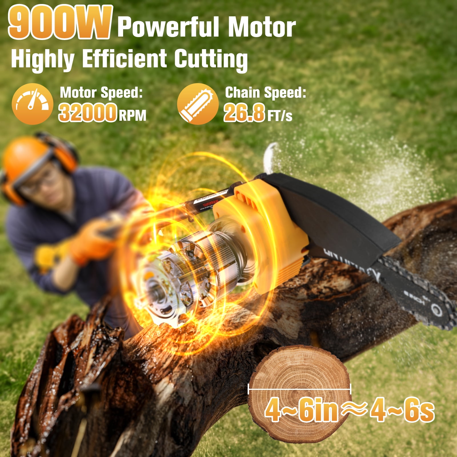 UMTIMATY Cordless Pole Saw,6 Inch Brushless Pole Chainsaws Mini Handheld Chainsaw with 2 x 2.0Ah Batteries,14.1 FT Max Extension Pole Saw for Tree Trimming