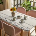 thumbnail image 3 of Vintage Botanical Table Cloths for 6 Foot Rectangle Tables, Herb on Beige Leaves Retro Country Patio Waterproof Elastic Fitted Tablecloths, Washable Rectangular Table Cover for Camping, 3 of 8