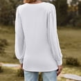 thumbnail image 4 of WREESH Womens Fashion Tunic Tops Solid Color Loose V-Neck Long Sleeve T-Shirt Mesh Bubble Sleeve Pullover White, 4 of 4