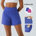 thumbnail image 2 of 2-Piece Super High Waisted Back Pocket & Side Hidden Pocket 2-in-1 Yoga Shorts 5''-Longer Length, 2 Piece Sets Women, Gym Shorts, Summer Bottoms, Activewear, 2 of 10