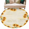 thumbnail image 2 of Round Area Rug 6 Ft, Yellow Sunflowers Washable Non-Slip Circle Carpet for Living Room/Bedroom, Farmhouse Rustic Botanical Floral Plants Low-Profile Indoor Mats Collection Rugs for Residential, 2 of 7