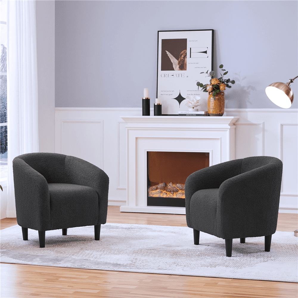 Renwick Upholstered Barrel Accent Chair, Dark Gray