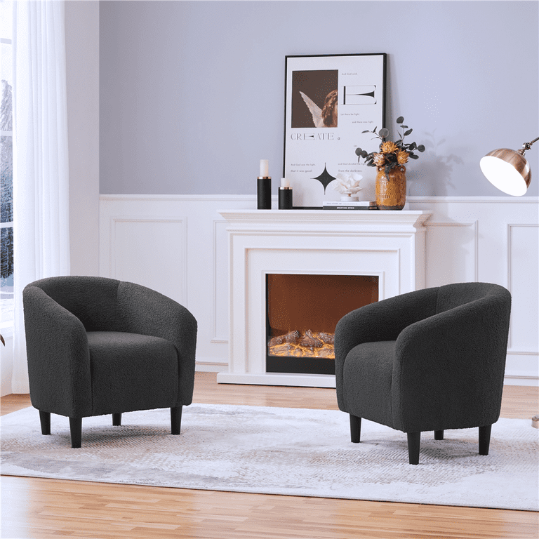Renwick Upholstered Barrel Accent Chair, Dark Gray photo 8