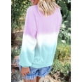 thumbnail image 3 of Sudadera de manga larga para mujer Colorblock Tie Dye Printed Pullover Tops Ormromra  WMPH-1197-52, 3 of 6