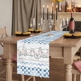 thumbnail image 2 of Table Runners 70 Inches Long Dress Scarves, Blue Plaid Farmhouse Farmhouse Coffee/Dining/Kitchen Table Decor, Holiday Table Runner, Watercolor Cute Country Pigs Checkered 13x70 Inch, 2 of 9