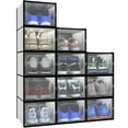 thumbnail image 2 of Dextrus 12PCS Shoe Box Stackable Closet Storage Container Hard Plastic Sneaker Organizer Big White Large High Heels, 2 of 6