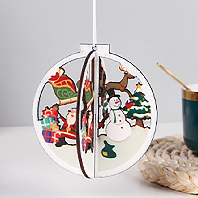 Navidad madera hueco árbol de Navidad decoración del hogar campana colgante decoraciones 2 uds Wmkox8yii fhajkh4561