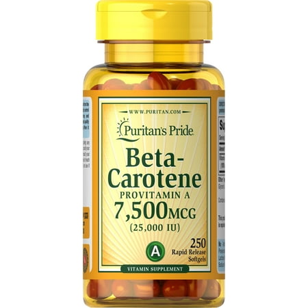 Puritan's Pride Beta-Carotene Provitamin A Softgels, 25,000 IU, 250 (Best Beta Carotene Supplement)