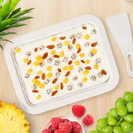 

Ice Cream Maker Pan with 2 Scrapers Plate Multifunctional Cold Sweet Fried Food Durable Rolled Homemade Frozen Yogurt Gelato