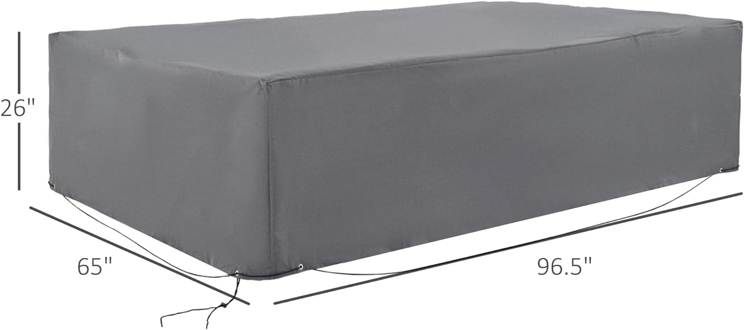 GMNIU 97" x 65" x 26" Heavy Duty Outdoor Sectional Sofa Cover, Waterproof Patio Furniture Cover for Weather Protection, Gray