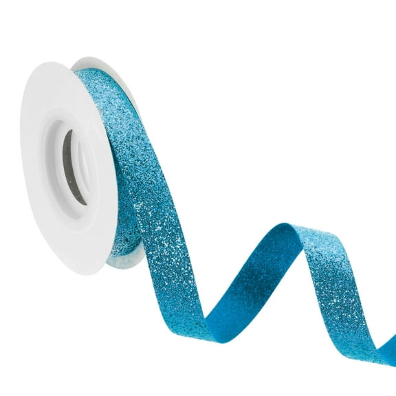 5/8" x 10 Yards Sparkle Ribbons, Gift Wrapping Crafts Cut Edge Ribbon, Turquoise