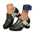 thumbnail image 1 of Leozcaa Bottines pour Femmes à Talon Bas Épais Confortables Bout Rond avec Sangle et Franges, 1 of 8