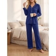 thumbnail image 2 of Cueply Womens Pajama Sets Long Sleeve Knit Button Down Pj Lounge Sets Sleepwear with Drawstring Pockets, 2 of 8