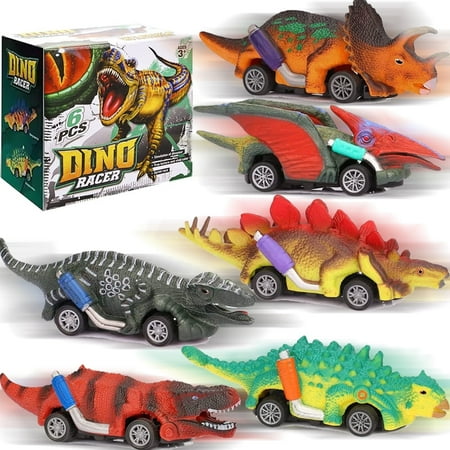 6 Pack Dinosaur Pull Back Car Toys for Boys 3-5, Boys and Toddlers Gifts, Dinosaur Toys for Boys 2 3 4 5 Year Old