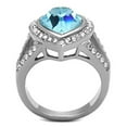 thumbnail image 3 of Women's Stainless Steel Engagement Ring with Top Grade Crystal in Sea Blue - Size 9, 3 of 4