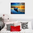 thumbnail image 4 of COMIO Canvas Wall Art Boat Blue Lake Water Sunset Panoramic Painting - Long Nature Canvas Artwork Contemporary Picture for Home Office Wall Decor 20x16 inch, 4 of 4