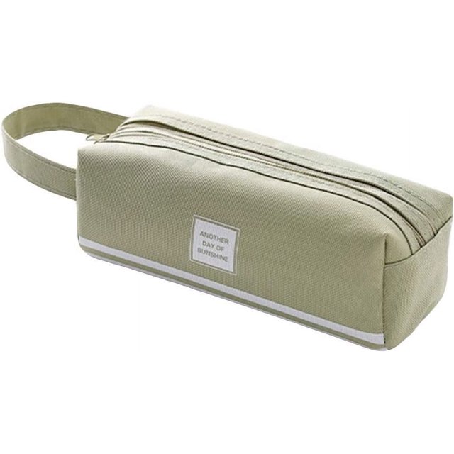 Estuche para lápices de gran capacidad con 2 bolsillos Estuche para lápices con doble cremallera para niñas y adolescentes Estuche para lápices de gran capacidad (verde)