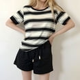 thumbnail image 2 of DHFJKG Womens Tops Striped Color Block Short Sleeve T Shirts Crewneck Casual Loose Fit Basic Tee Shirt Summer Trendy Tops, 2 of 7