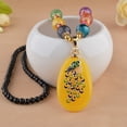 thumbnail image 3 of Hyasfey Pendant Necklace Ethnic Style Handmade Imitation Beeswax Shiny Fine Texture Dress Up Unfading Retro Bead Pendant Water Droplets Necklace Women Accessories, 3 of 8