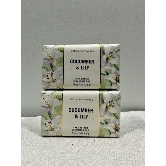 Bath & Body Works Cucumber & Lily Shea Butter Cleansing Bar 5 oz lot of 2