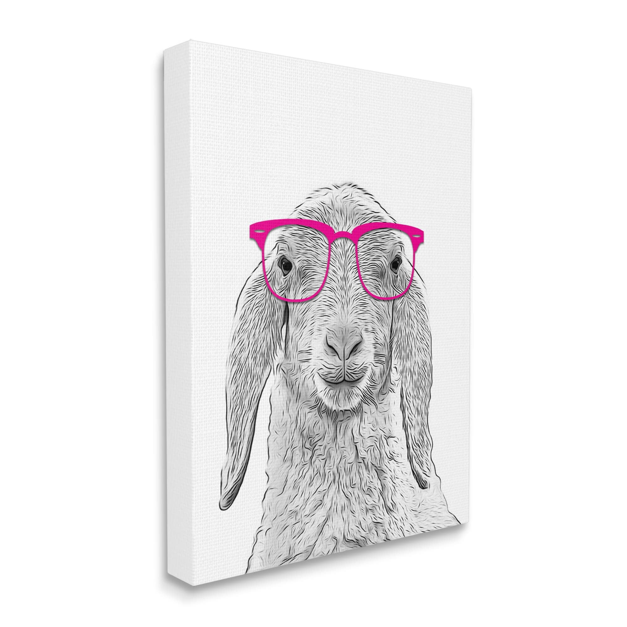 Stupell Industries Farmhouse Sheep Pink Glasses Animals & Insects Painting Gallery Wrapped Canvas Print Wall Art