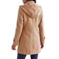 thumbnail image 4 of Enjoytime Winter Coats for Women Double Breasted Mid‑Length Hooded Overcoat Fall Winter Warm Cozy Long Sleeve Outerwear, 4 of 5