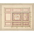 thumbnail image 2 of Jules-Edmond-Charles Lachaise 14x12 Black Ornate Wood Framed Double Matted Museum Art Print Titled: Design for a Ceiling with Allegorical Panels (19th Century), 2 of 5
